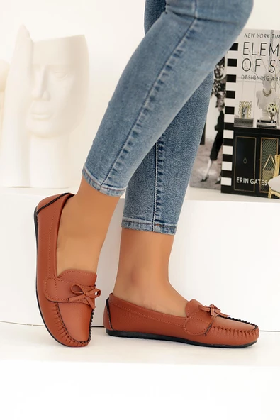 Pembe Potin Fiyonklu Rahat Kalıp Moda Kadın Babet 001-178-22 - 7