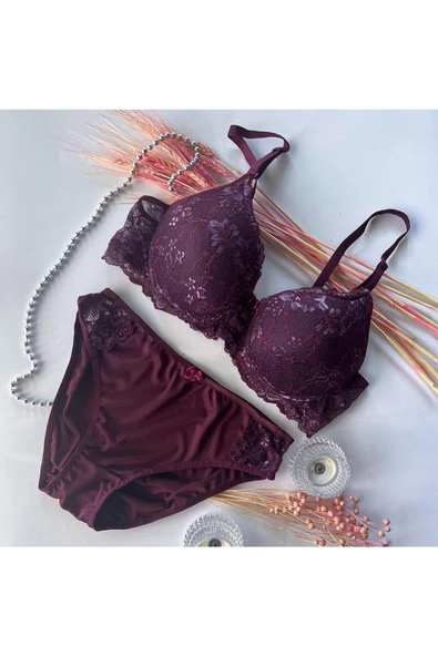 Push-Up, Dantel Detaylı Sütyen- Külot Takım - 6