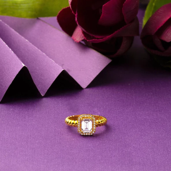 22 Ayar Baget Taşlı Altın Yüzük - Resim 4