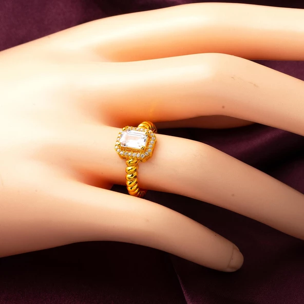 22 Ayar Baget Taşlı Altın Yüzük - Resim 2