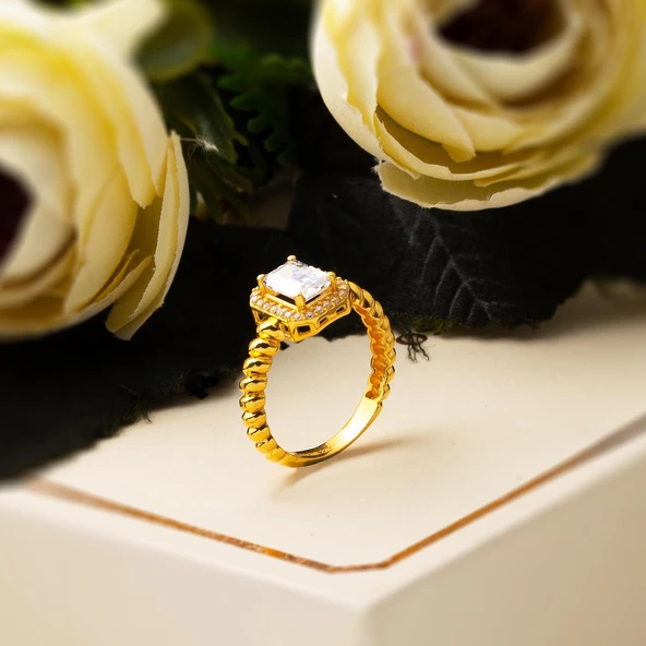 22 Ayar Baget Taşlı Altın Yüzük - Resim 5