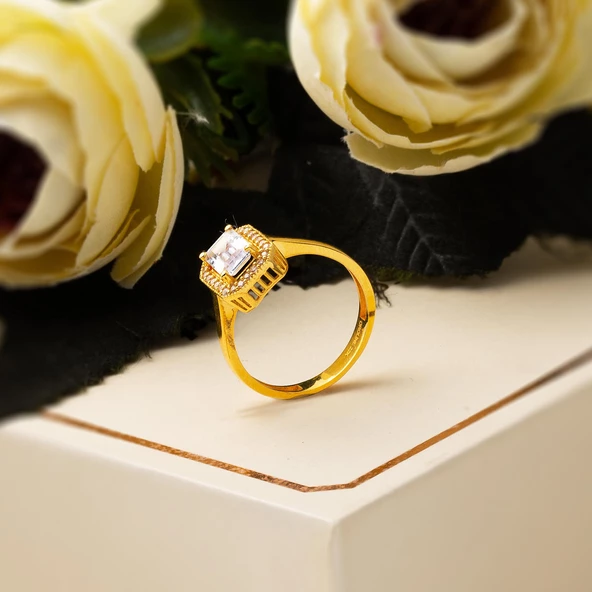 Baget Taşlı 22 Ayar Altın Yüzük - Resim 5