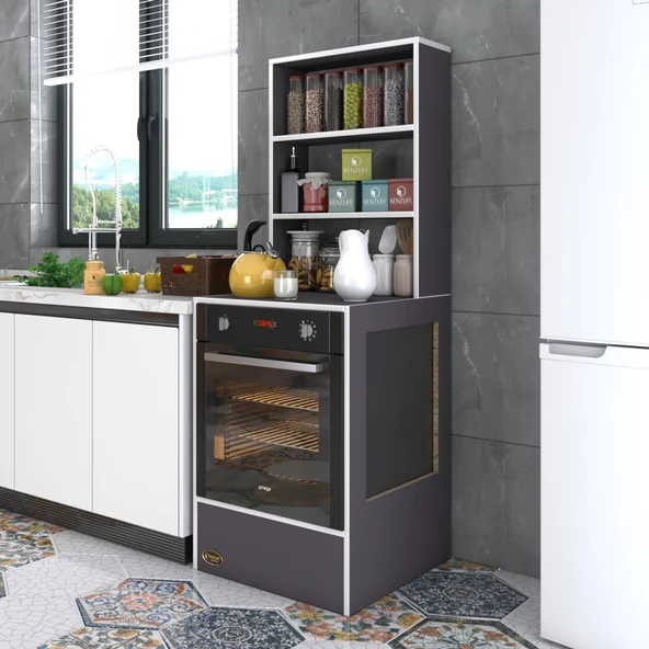 Kenzlife ankastre fırın dolabı nevgece gri 165*60*56 mutfak eko düz