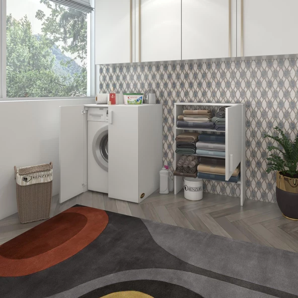 Kenzlife Çamaşır Makinesi Dolabı Kasparov Byz 180*066*55-20 Banyo Kapaklı Arkalıksız - 2