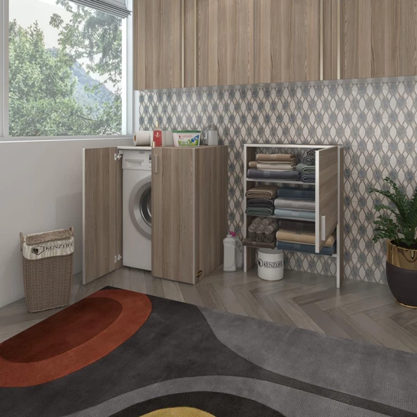 Kenzlife çamaşır makinesi dolabı kasparov crd 180*066*55-20 banyo kapaklı arkalıksız - 2