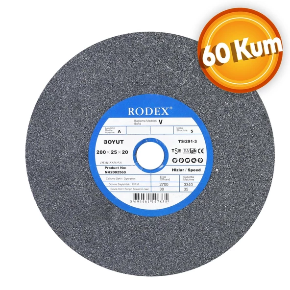 Rodex 200x25x20 mm 60 Kum Taşlama Bıçak Bileme Zımpara Taşı Taş Motoru