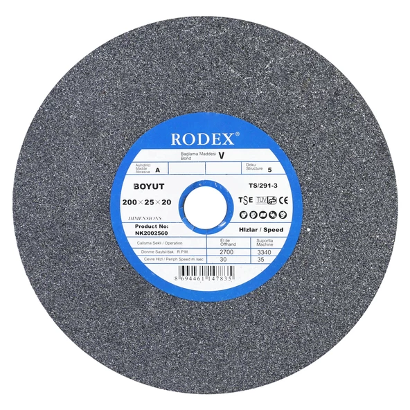 Rodex Taşlama Bıçak Bileme Zımpara Taşı Taş Motoru 200X25x20 Mm 60 Kum - 5