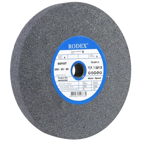 Rodex Taşlama Bıçak Bileme Zımpara Taşı Taş Motoru 200X25x20 Mm 60 Kum - 4