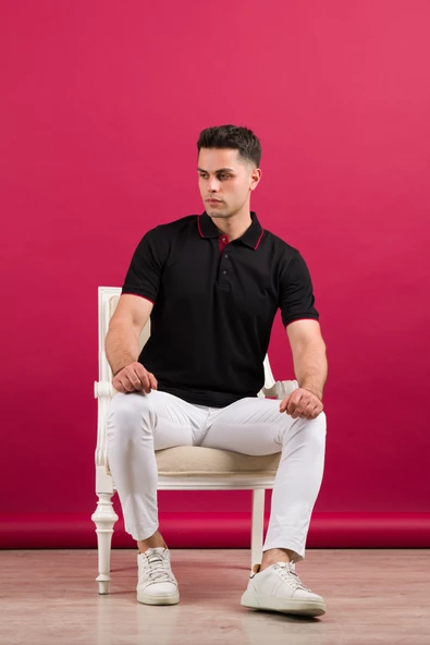 NEHİR by Faruk Ülker Polo Yaka Çıt Çıtlı Lacost Kumaş Pamuklu Erkek T-Shirt - 12