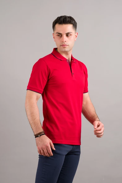 NEHİR by Faruk Ülker Polo Yaka Çıt Çıtlı Lacost Kumaş Pamuklu Erkek T-Shirt - 3