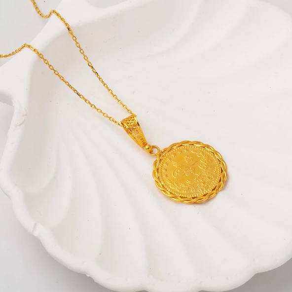 Yarım Reşatlı 22 Ayar Altın Kolye - Resim 3