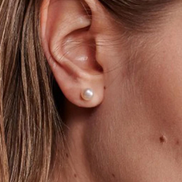 Pearly İncili Altın Küpe - Resim 2