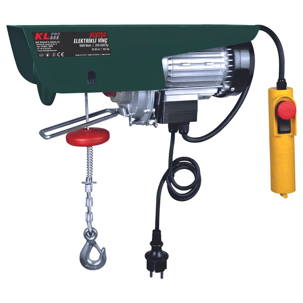 Klpro KLV250 1000Watt 250/500Kg Elektrikli Halatlı Vinç