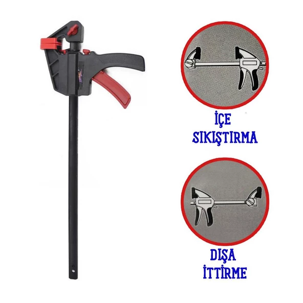 Topart Hafif Tip Sürgülü Tek Ele Uygun İç Dış İşkence Kıskaç 450 mm - 6