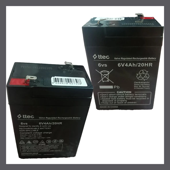 ttec 6V4Ah20HR Valve Regulated Rechargeable Battery 6 Volt 4 Amper Bakımsız Kuru Akü 6V 4Ah Akü - 5