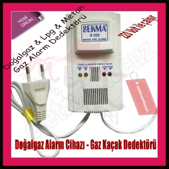 Doğalgaz Alarm Dedektörü Gaz Alarm Cihazı Lpg Alarm Uyandırıcı