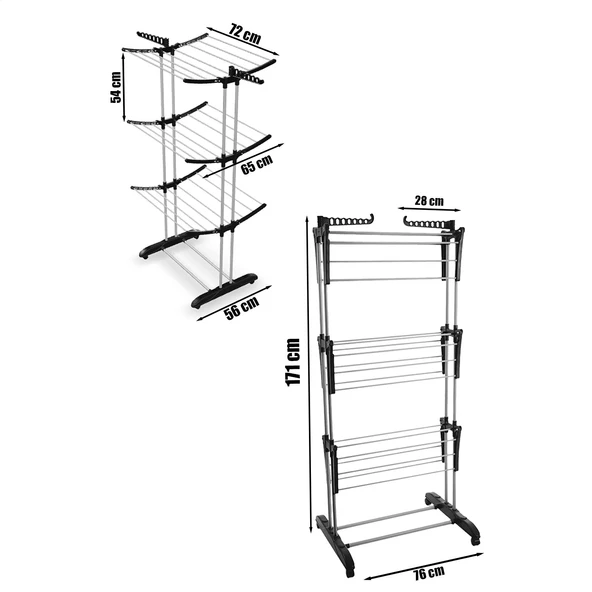 Perilla Tiga Fits 3 Katlı Tekerlekli Çamaşır Kurutmalık - 4