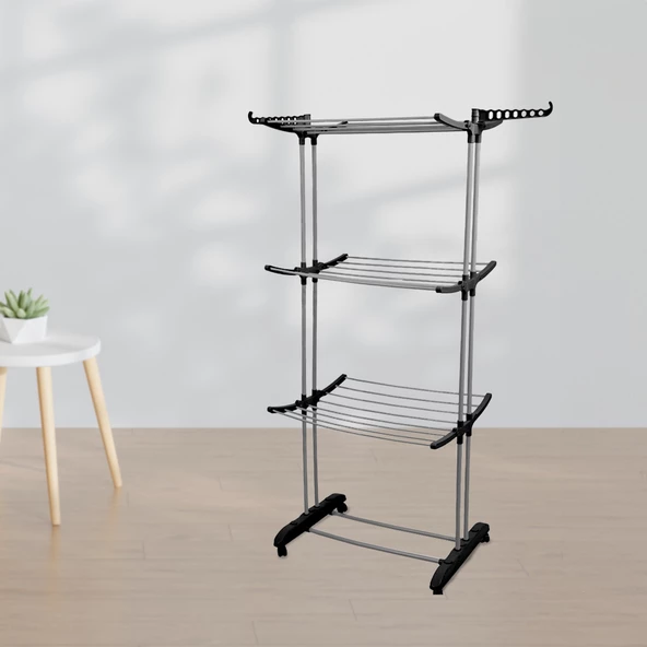 Perilla Tiga Fits 3 Katlı Tekerlekli Çamaşır Kurutmalık - 3
