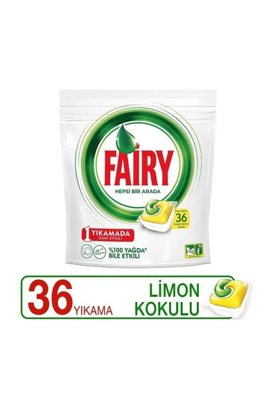 Fairy Hepsi Bir Arada Bulaşık Makinesi Deterjanı Kapsülü Limon Kokulu 36 Yıkama