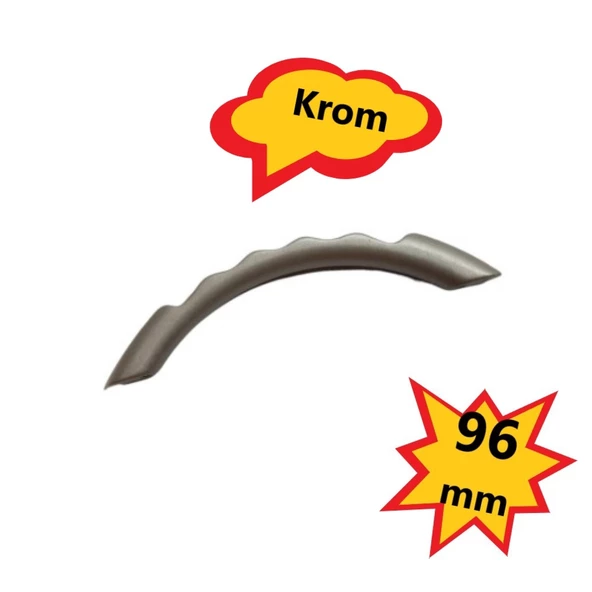 Kulp, Tırtıklı Köprü  Krom Metal Kulp 96 mm Çekmece Dolap Mobilya Kulpları