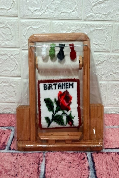 Bir Tanem Yazılı El Dokuması Hediyelik Minyatür Halı Kalemlik - 2