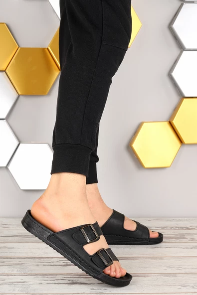 Woggo Jelli Günlük Kemerli Erkek Terlik Ary 36-553 Siyah