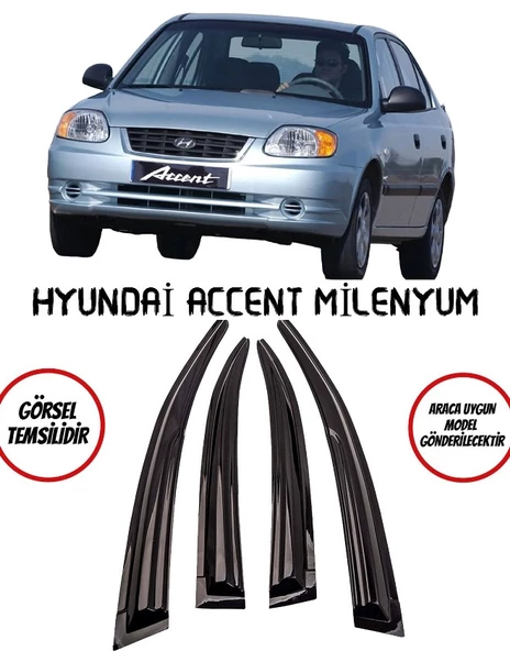 Hyundai Accent Milenyum Cam Rüzgarlık 4lü Takım ürün görseli