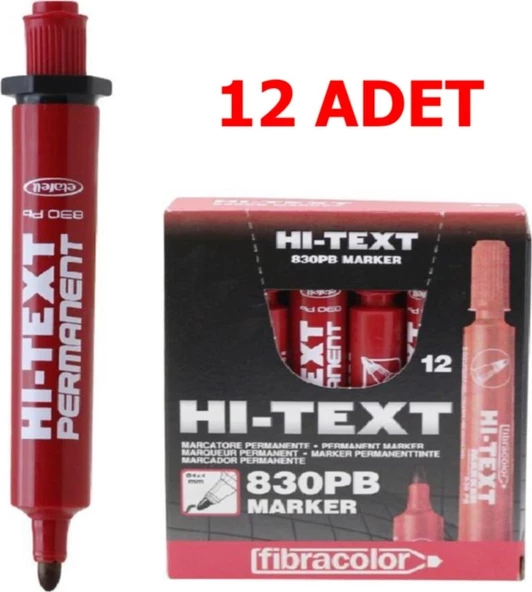 Hi-Text 830PB Yuvarlak Uç Koli Kalemi 12li Kırmızı - 2