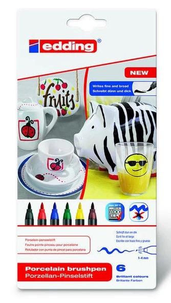 Edding 4200 Porselen Kalemi Standart Ana Renkler (6 lı Paket)