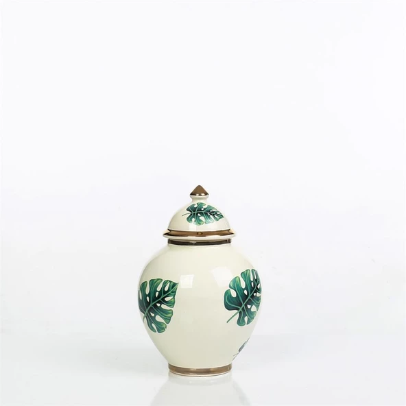 Vitale Yaprak Desenli Şah Küp Yeşil 21 cm AK.NRH0088 - Resim 2