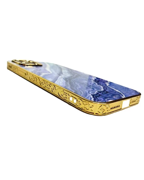 İphone 13 Pro Max Marble Parlak Mermer Desenli Cam Telefon Kılıfı - Resim 11