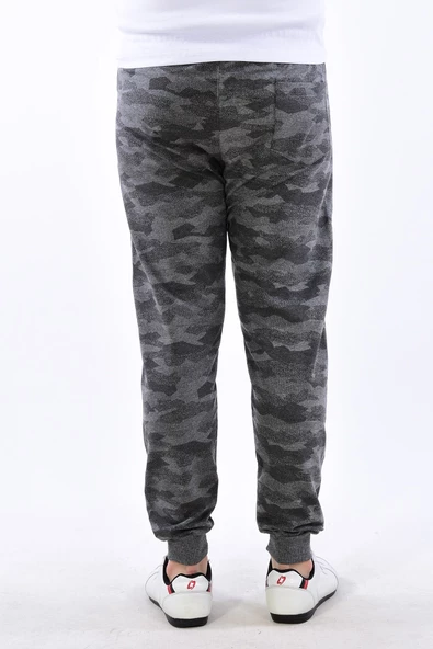 Erkek Dar Paça Kamuflaj Eşofman Altı Gri - 7