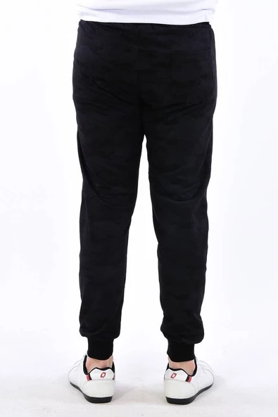 Erkek Dar Paça Kamuflaj Eşofman Altı Siyah - 3