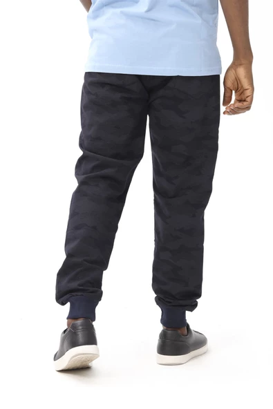 Erkek Dar Paça Kamuflaj Eşofman Altı Lacivert - 6