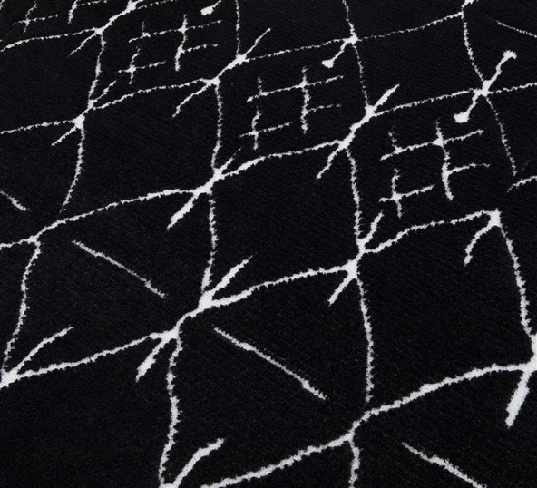 Dekoratif Yumuşacık Siyah Beyaz İskandinav Desenli Salon Oturma Odası Antre Halısı Yolluk - 2