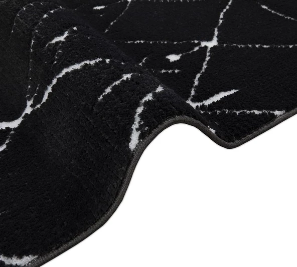 Dekoratif Yumuşacık Siyah Beyaz İskandinav Desenli Salon Oturma Odası Antre Halısı Yolluk - 4