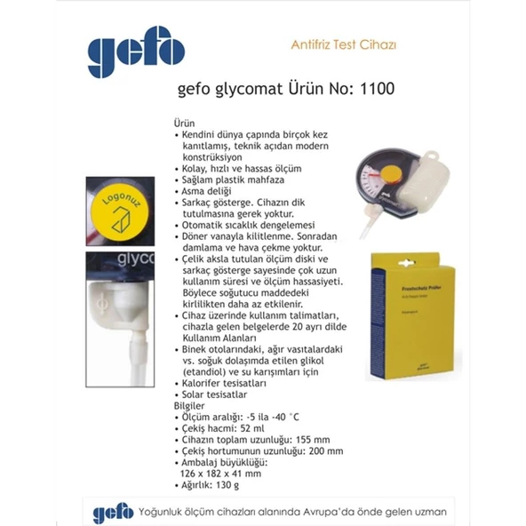 Gefo 1100 Antifiriz Antifriz Ölçer Test Bomesi Pompa Made İn Germany 52 ml - 3
