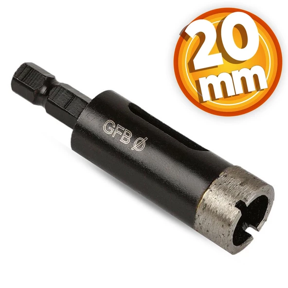 Gfb Hex Matkap Girişli Elmaslı Granit Mermer Delici Panç 20 mm