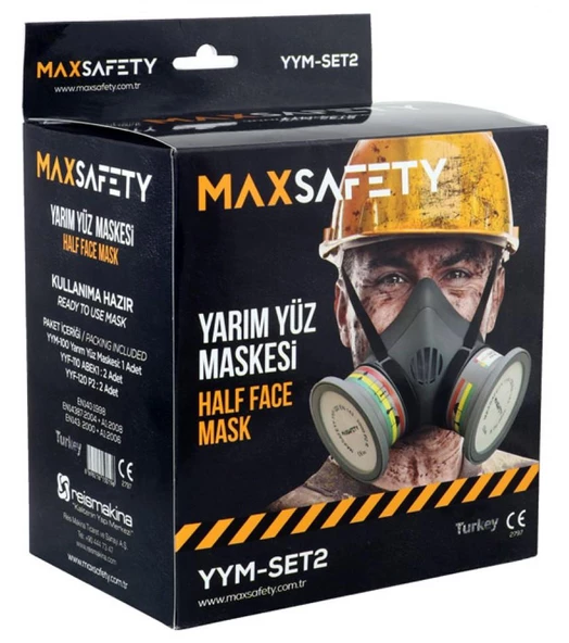 Profesyonel Yarım Yüz Maskesi Çift Filtreli Solunum Maskesi Set2 - 7