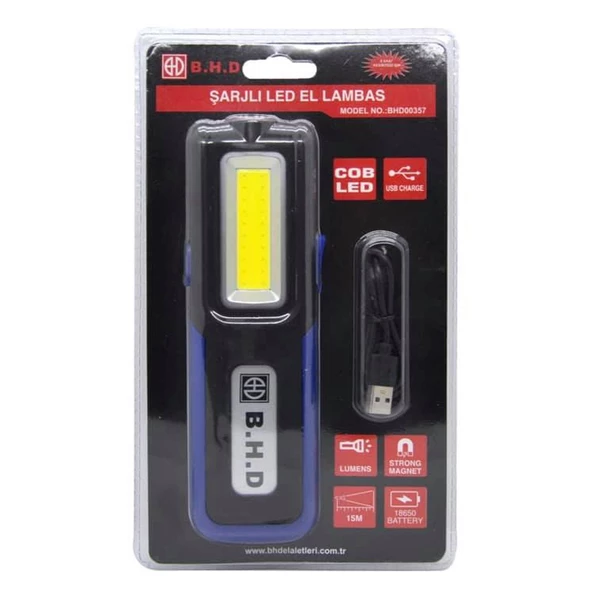 BHD Şarjlı Mıknatıslı Kamp Feneri Lambası Cob Led Işıldak (BHD00357) - 3