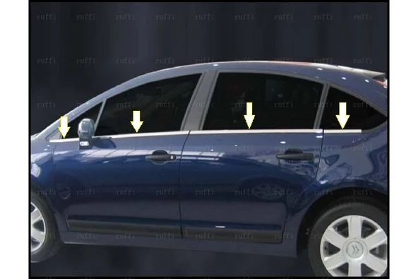 Citroen C4 HB Krom Cam Çıtası 8 Prç 2005-2010 Paslanmaz Çelik