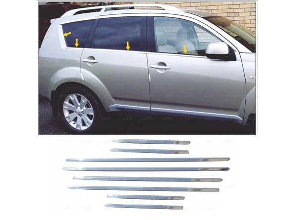 Mitsubishi Outlander Krom Cam Çıtası 8 prç. 2006-2012 P. Çelik ürün görseli