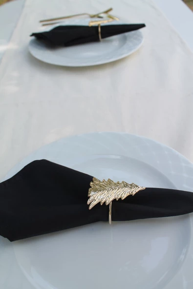 6 Adet Gold Çam Ağacı Metal Peçete Halkası - 2