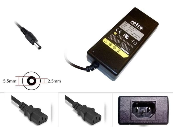 12V 3A - 3.3A 5.5x2.5 mm Adaptör RETRO