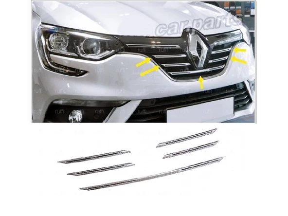 Renault Megane 4 (HB) Krom Ön Panjur 5 Parça 2016 Üzeri P. Çelik