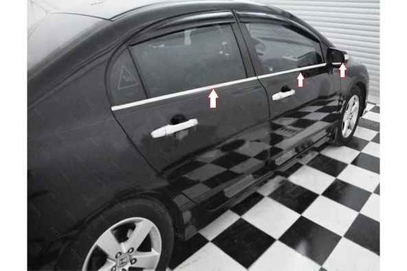 Honda Civic Krom Cam Çıtası 6 Parça 2007-2012 P.Çelik ürün görseli