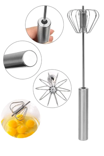 Tilbe Home Çelik Çırpıcı Bas Çek Mutfak Çırpıcı El Blender Yaylı Yumurta Çırpma Mikser Tel Karıştırıcı 3Lü - 3