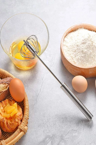 Tilbe Home Çelik Çırpıcı Bas Çek Mutfak Çırpıcı El Blender Yaylı Yumurta Çırpma Mikser Tel Karıştırıcı 3Lü - 5