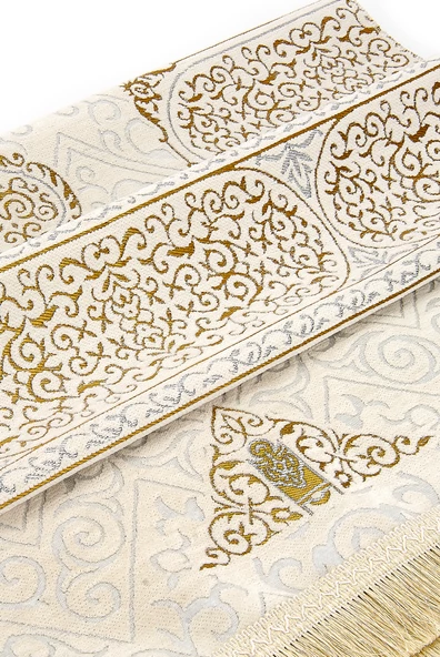 Ultra Lüks Kabe Örtüsü Krem Seccade 10 - Resim 2