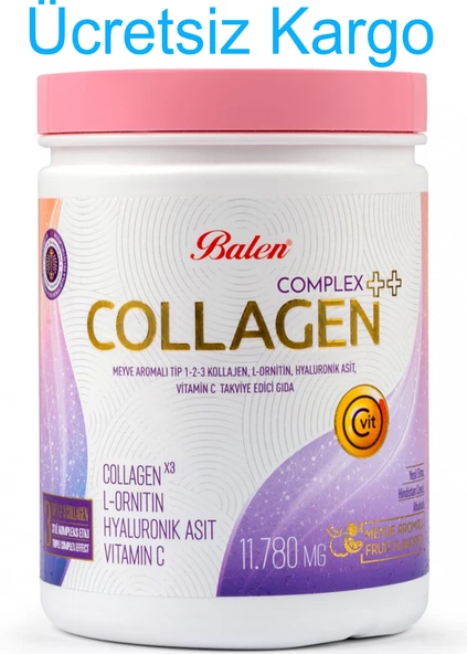 BALEN COLLAGEN COMPLEX ++ MEYVE AROMALI TİP 1,2,3 KOLAJEN , L-ORNİTİN, HYALURONİK ASİT, VİTAMİN C